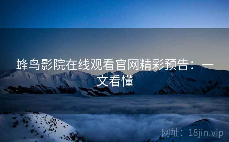 蜂鸟影院在线观看官网精彩预告：一文看懂